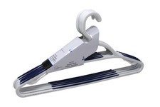 Mainstays Non-Slip Plastic Hangers - 5-Pack,Swivel Neck,White/Blue,Durable Adult