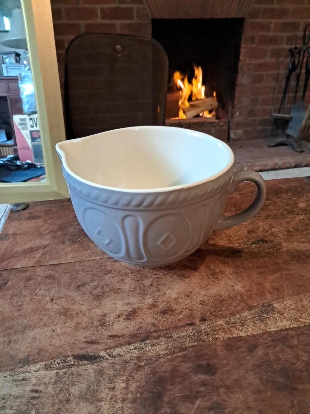 Ceramic Mason Cash Cane Collection Batter Bowl. 19.5cm. Grey