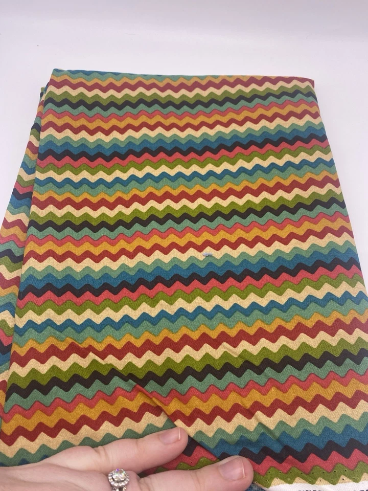 Chevron Zig Zag Fabric Multicolor Retro 70s Inspired Vintage 90s 1.25 Yards - Image 4 of 4