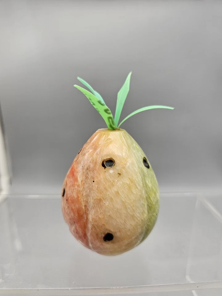 Mármol de alabastro ónix piedra italiana frutas piña tallada italiana de colección 3" Foto 3 de 4