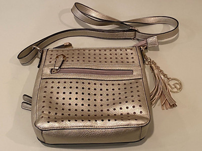 Vintage La Diva Polyurethane Metalic Look Shoulder Bag w/Tassel
