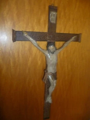 Preis - !Südd.MeisterBarock Holz Jesus Figur geschnitzt edlem Kreuz18. Jh.-19 Jh - Bild 1 von 4