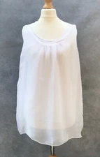 STOCK SHOP Silk Blend Double Layer White Lagenlook Blouse/Top w/ Sequins - S/M