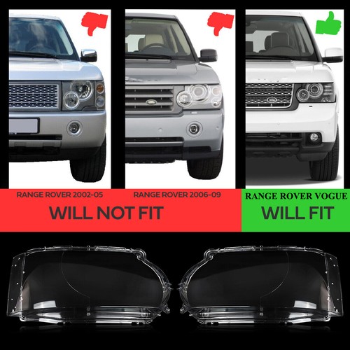Pair Headlight Lens Cover Headlamp For Land Rover Range Rover Vogue L322 2010-13 - Foto 2 di 17