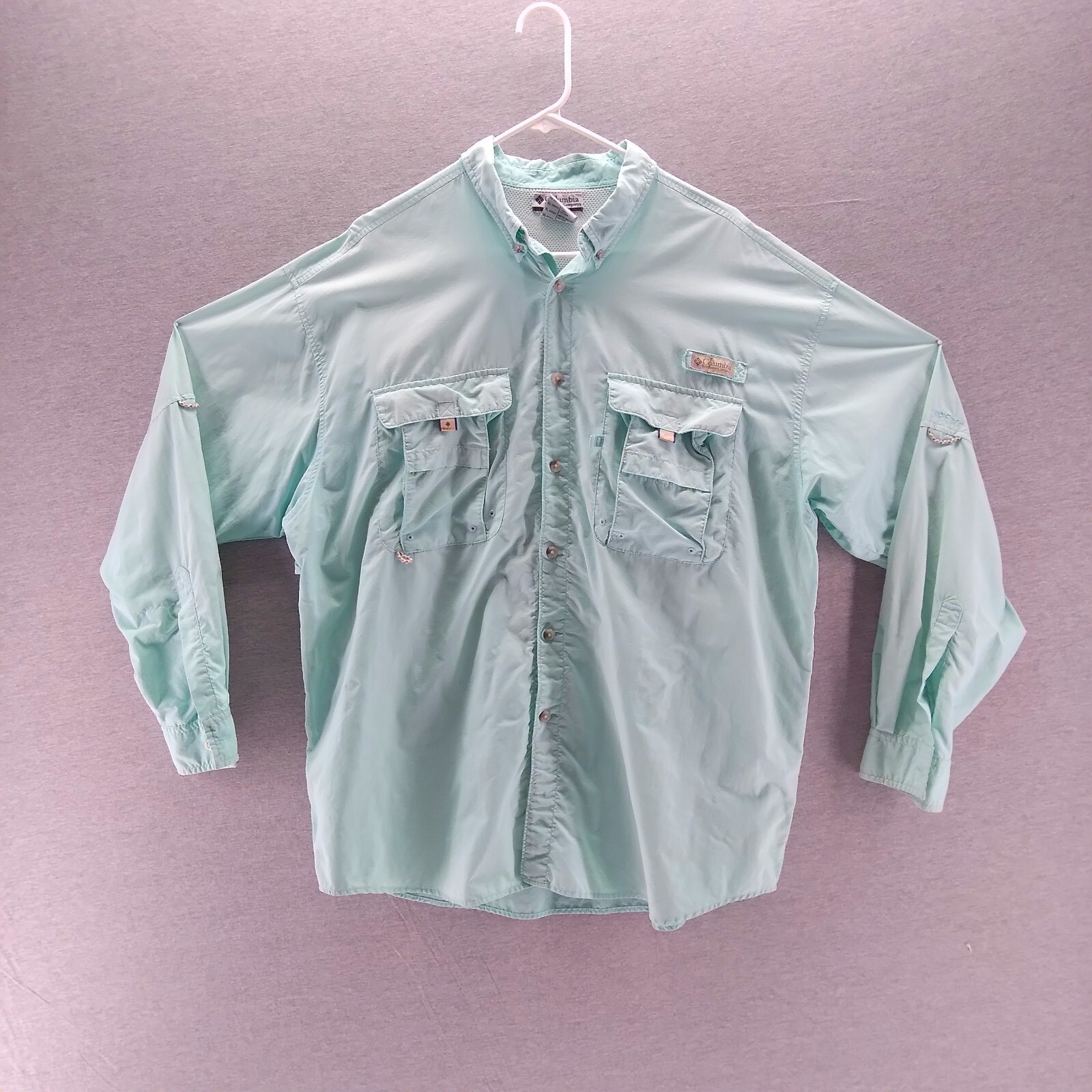 Chemise Columbia PFG Omni-Shade – Homme, Taille L, Rose, UPF 30, Pour Pêche