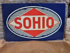 SCARCE NEW OLD STOCK NOS EMBOSSED SOHIO STANDARD OIL OF OHIO METAL SIGN MCA SIGN