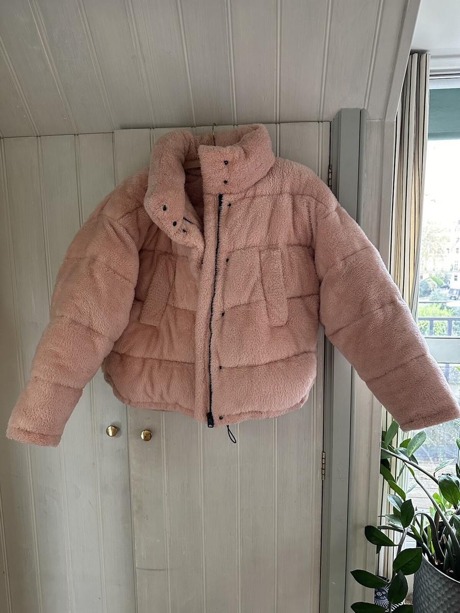 Urban Outfitters Pink fluffy Puffer coat UK