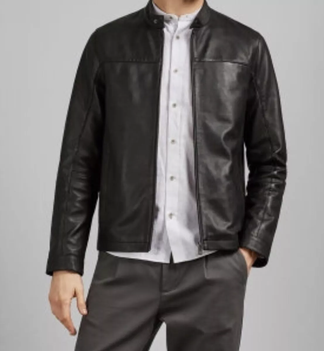 Ted baker black leather jacket cheap