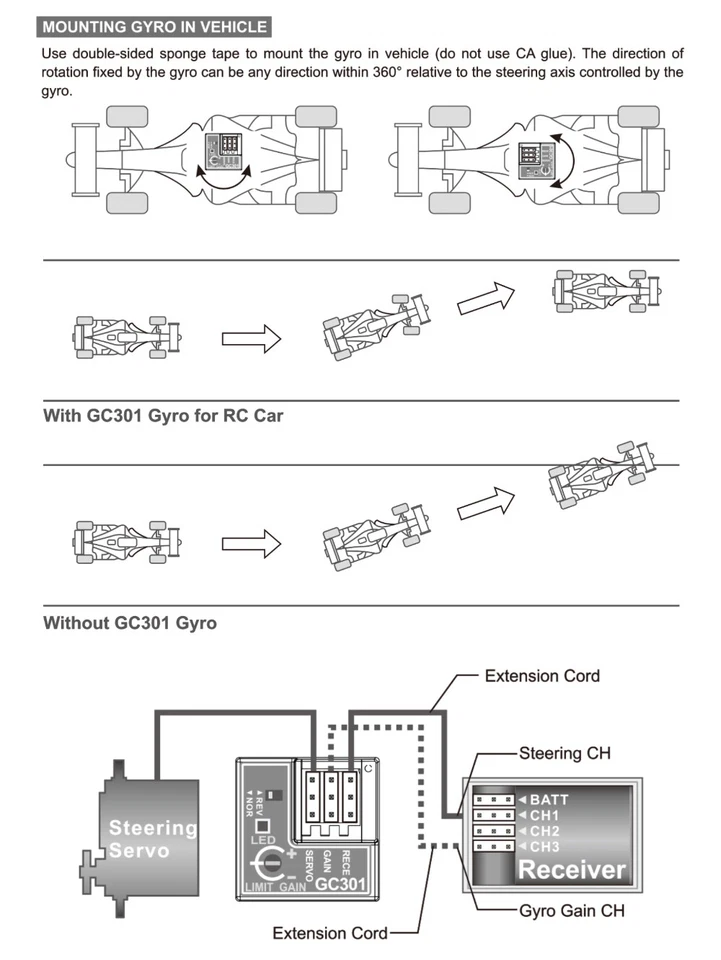 SKYRC GC301 Mini Gyro Gyroskop für RC Car Drift Racing Car Steering Output - Bild 3 von 4