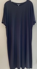SALE $85 NEW. EILEEN FISHER BLACK JEWEL NECKLINE MID LENGTH VISCOSE JERSEY XL