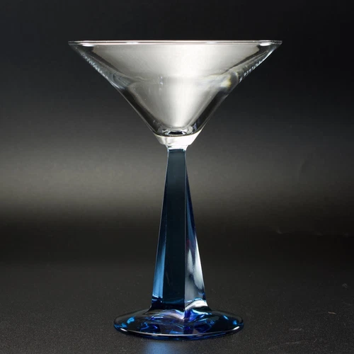 Sapphire Blue Stem Cocktail Glass Tapered Gin Martini Twist Design Unmarked