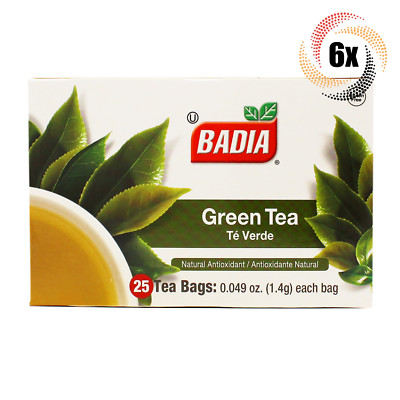 6x Boxes Badia Green Tea Natural Antioxidant | 25 Bags Per Box | Gluten Free