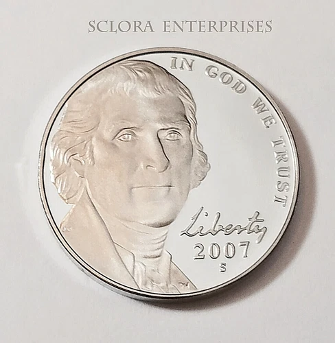 Photo of a 2007-S Jefferson Nickel Proof from an eBay listing that sold on Jul 20, 2026