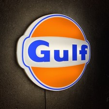 GULF LOGO 3D  ILLUMINATED WALL SIGN LED LIGHT BOX GARAGE PETROL STATION GAS OIL