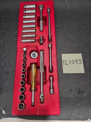MAC TOOLS 26 PC 1/4'' DRIVE SAE 6 PT DEEP & SHALLOW SOCKET RATCHET SET (TL1093)