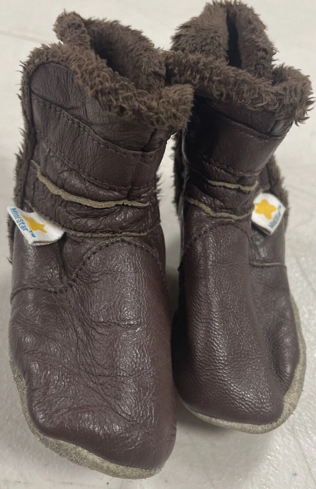 Botines altos Mini Star de cuero marrón suave para niños pequeños talla S Foto 2 de 4