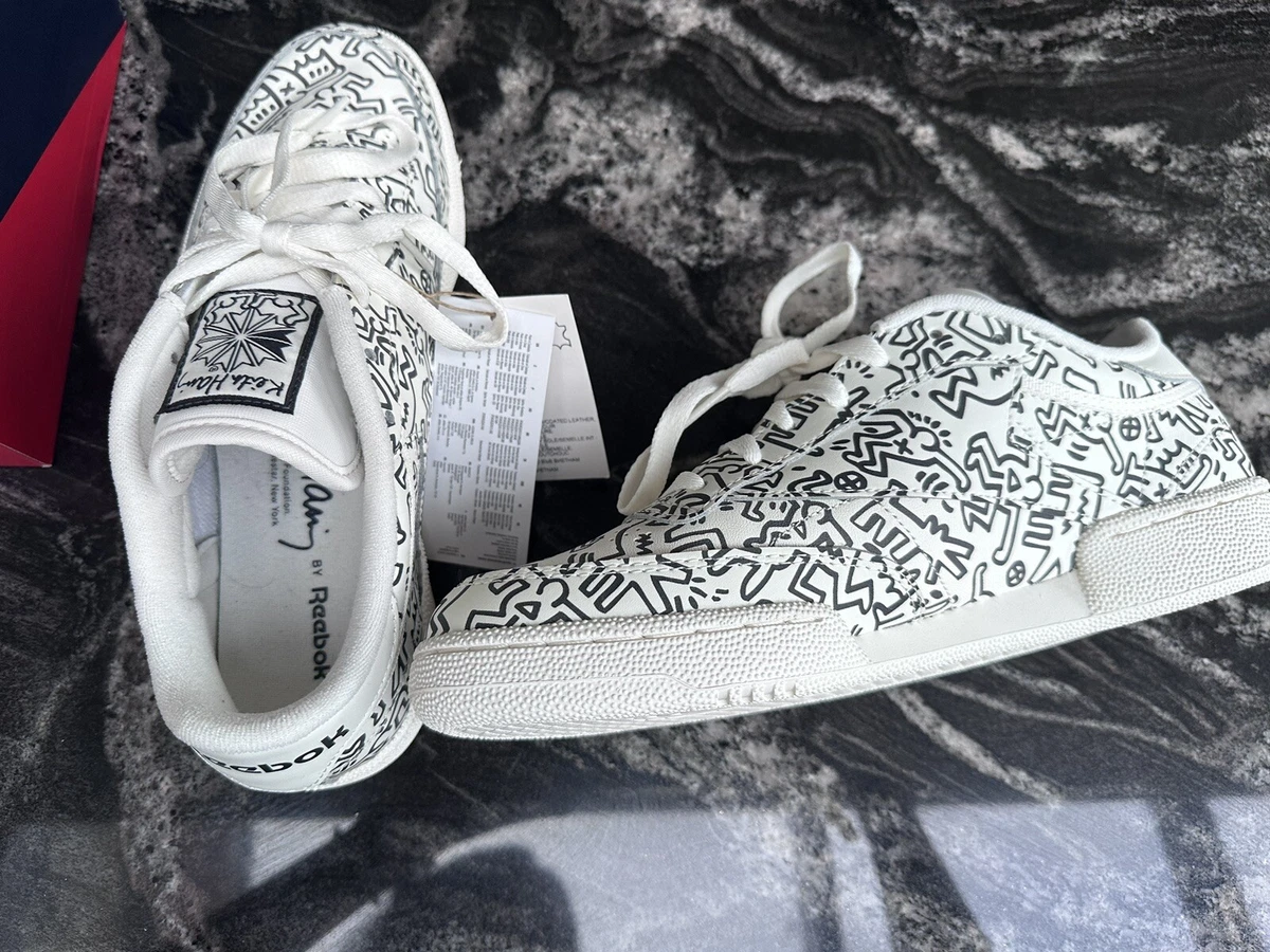 reebok x keith haring men's club c chalk pure grey