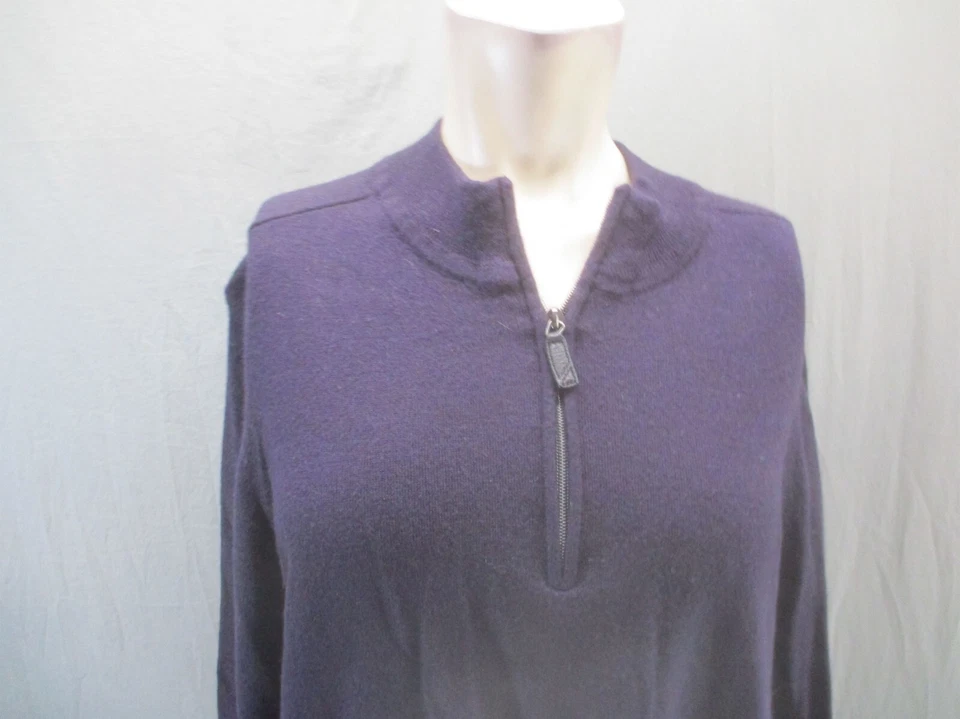NORDSTROM Size XL Mens Purple 100% Extra Fine Merino Wool 1/2 Zip Pullover 085 - Image 2 of 4