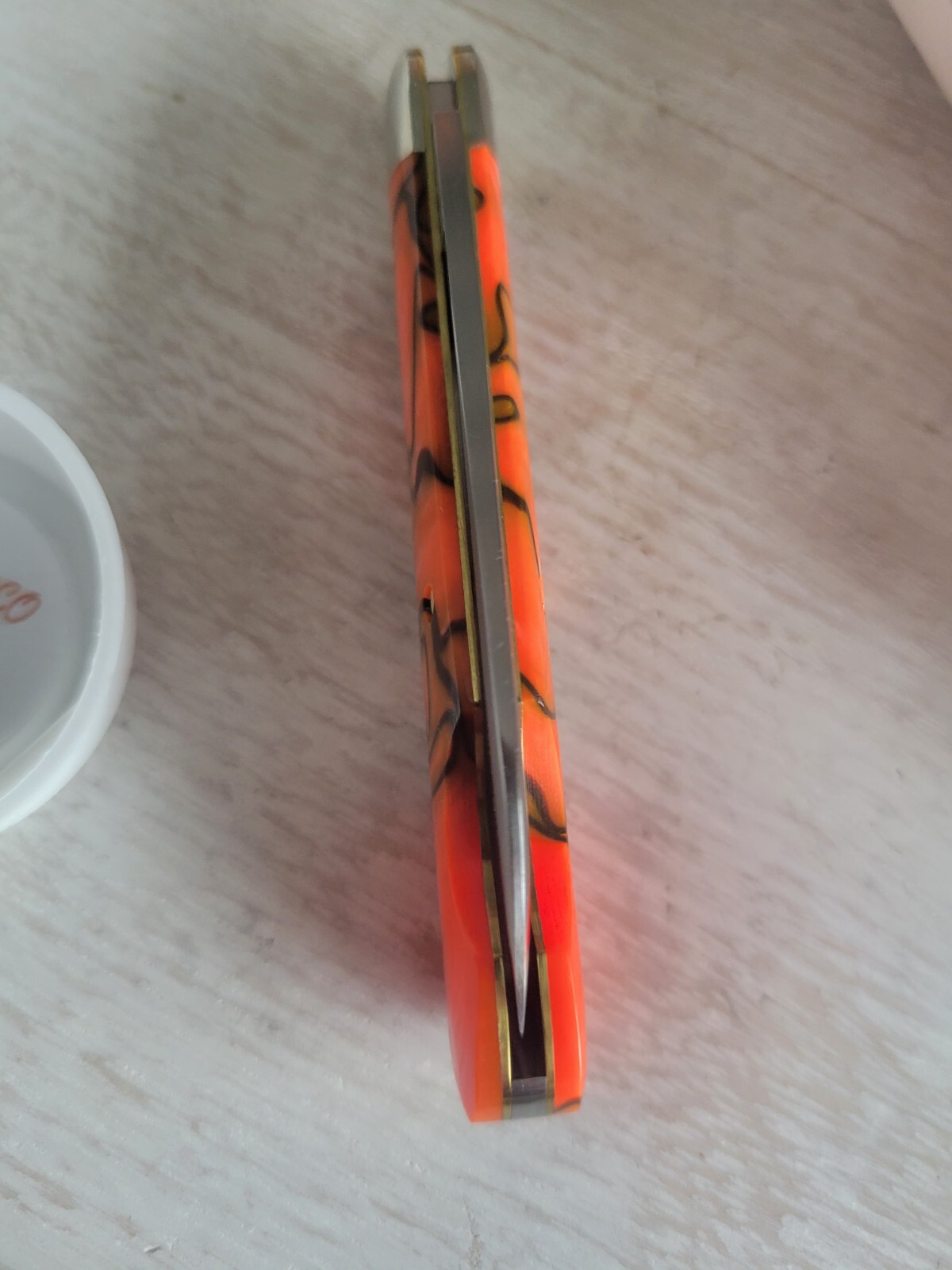 Great Eastern Tidioute GEC 56 Orange Scramble Acrylic Dog Leg Knife