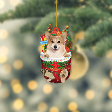Corgi Dog Snow Pocket Xmas Ornament, Corgi Dog Merry Christmas Ornament