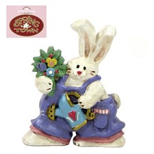 Kurt Adler SPRING TOWN - BUNNY WITH FLOWERS 4" Figurine Easter MIB SJ1579