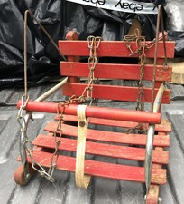 Red Slat Wood Baby Swing child toddler vintage wooden