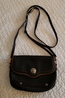 BRIGHTON Small Brown Leather Striped Pattern Shoulder Bag Cross Body GIFT 