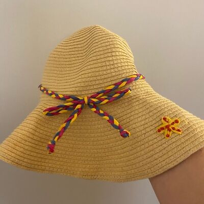 Target Beautiful Straw Hat Embroidered Bow Summer Wide Brim Sun - One Size