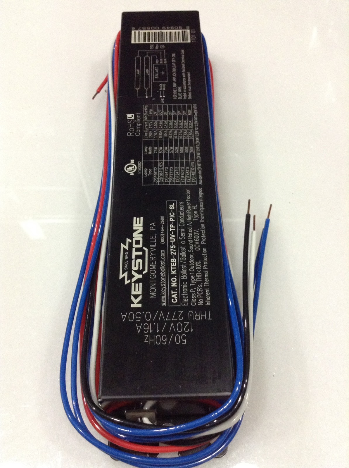 KTEB275UVTPPICSL kEYSTONE BALLAST 120277V 2XF96T12 F72T12 eBay