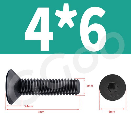 M4 M5 M6 M8 Black Flat Head Socket Cap Screws / Bolts, 10.9 Steel, DIN 7991 - Picture 6 of 67
