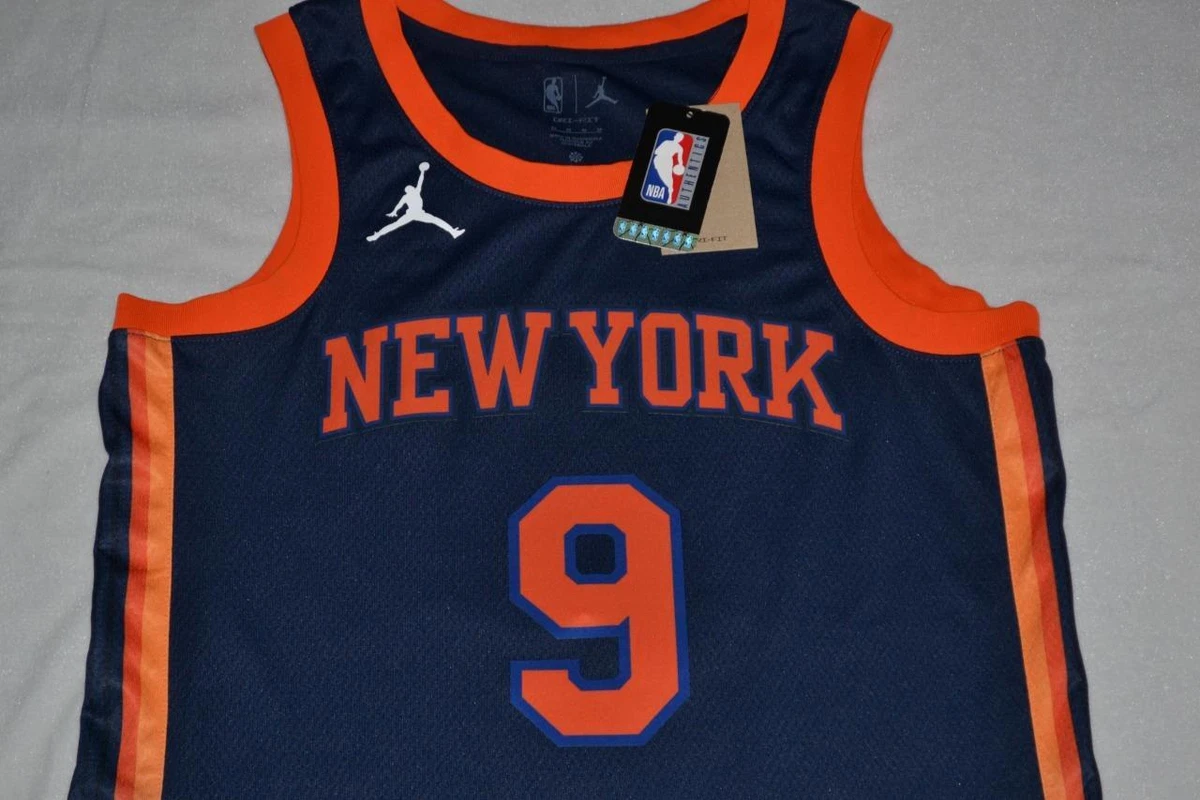 S) RJ BARRETT #9 NEW YORK KNICKS AUTHENTIC NIKE BLUE JERSEY SIZE 40 ADULT  SMALL