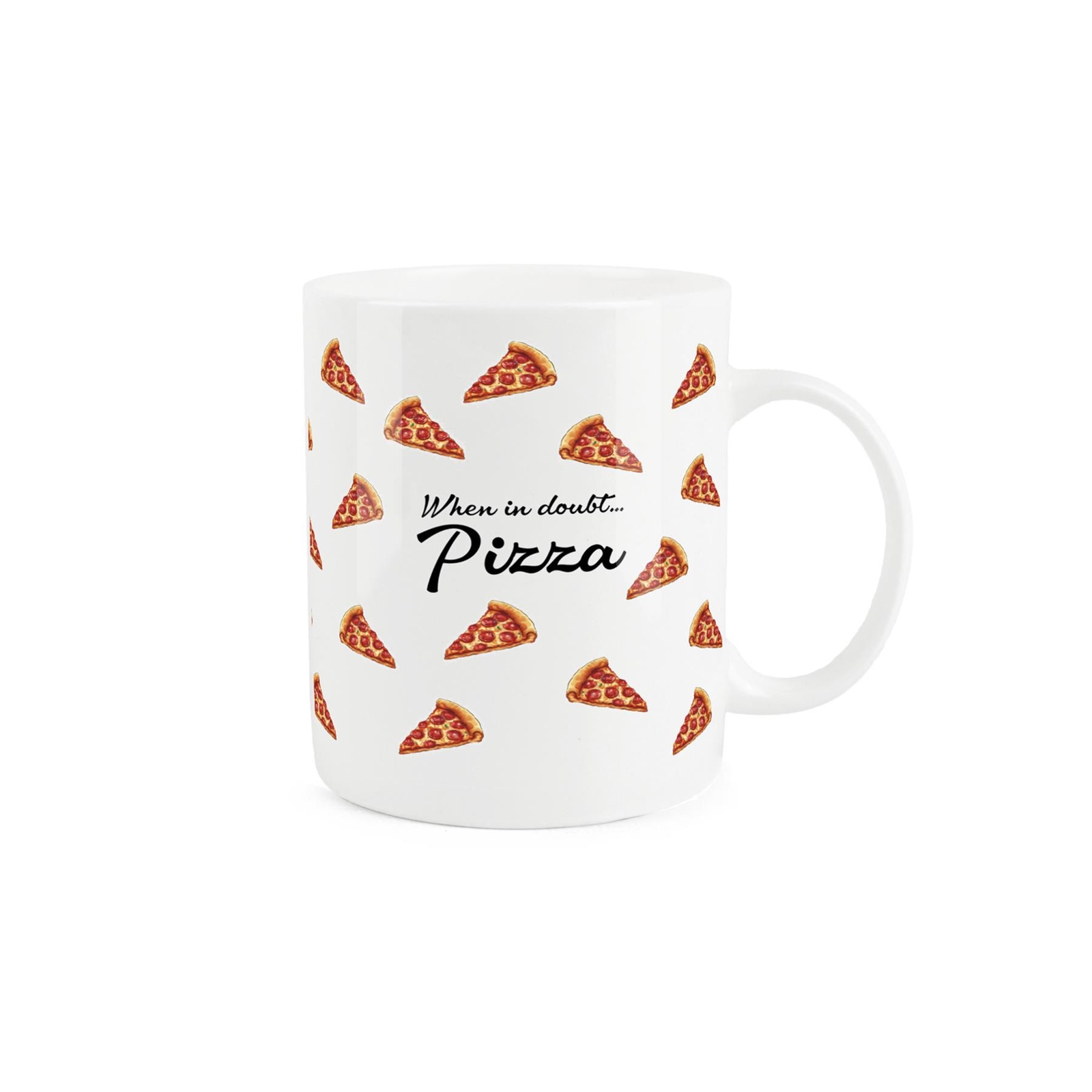 Novelty Pizza Mug - When in Doubt Food Gift/Present - Bone China Cup