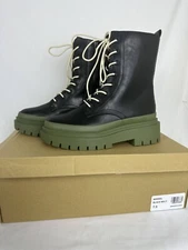 Steve Madden Womens 7.5 Mansel Lace Up Boots Black Multi Round Toe Combat