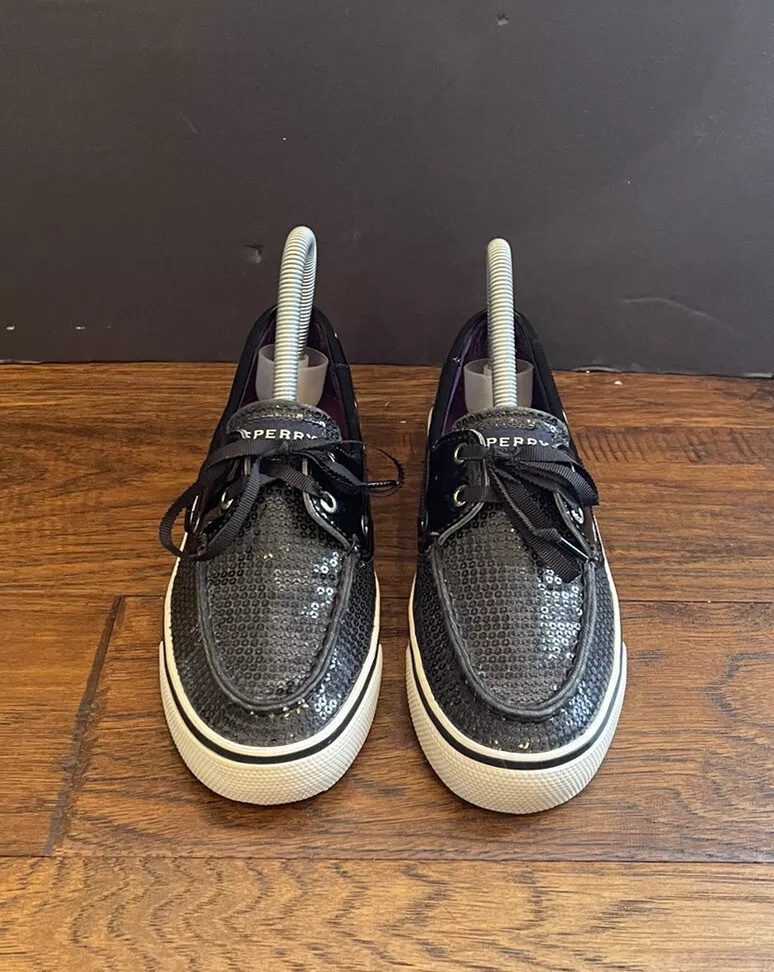 Black sequin sperrys deals
