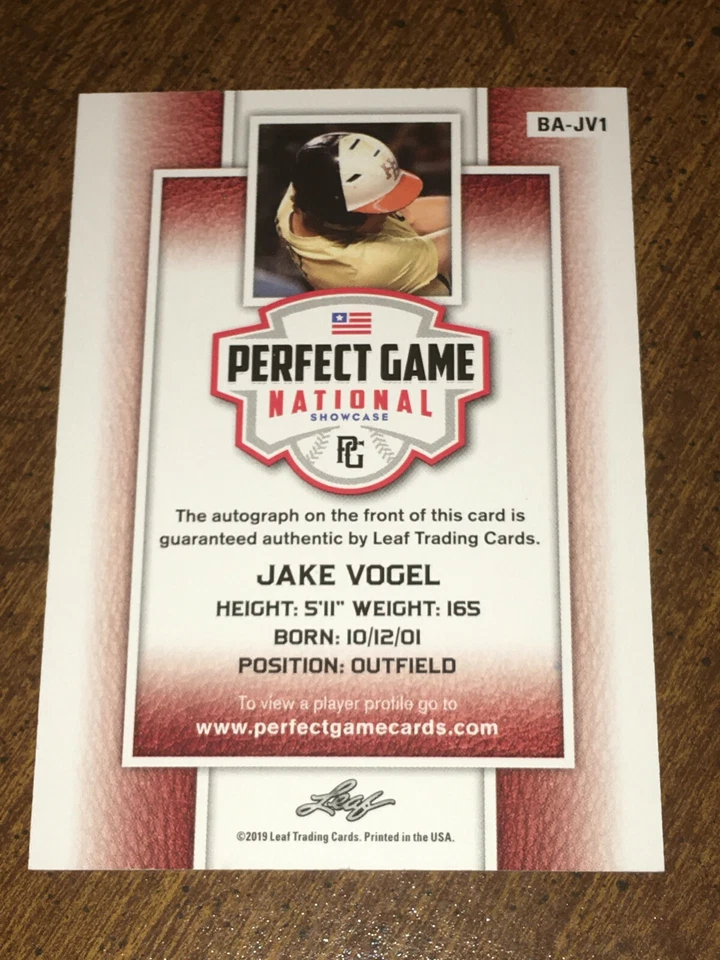JAKE VOGEL 2019 Leaf Perfect Game Showcase Autograph #27/50 DODGERS ROOKIE - Image 4 of 4