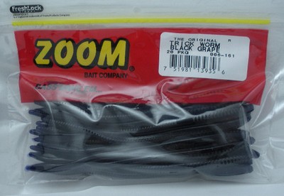 Zoom 006-161-6'' Trick Worm Swimbait Schwarz Traube 20CT