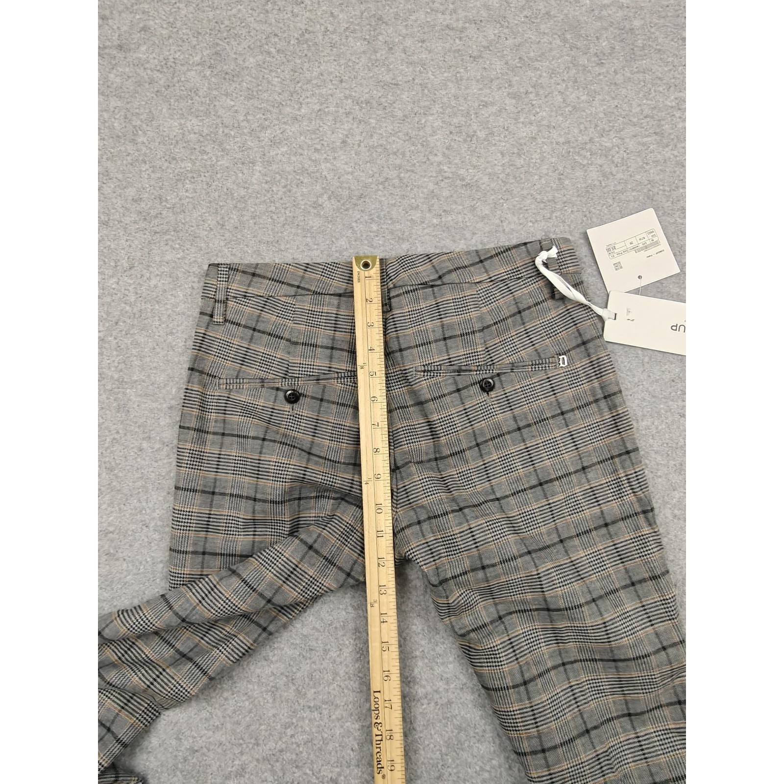 Dondup Pants Mens 29x30 Gray Gaubert Plaid Tweed Stretch Cotton Made Italy New image 10