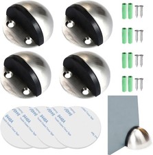 4 x Stainless Steel Floor Door Stopper Oval Floor Mounted Door Stop, with Screws