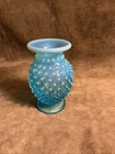 Vintage 1950s Fenton art glass blue opalescent Smooth Edge Bud/favor Vase