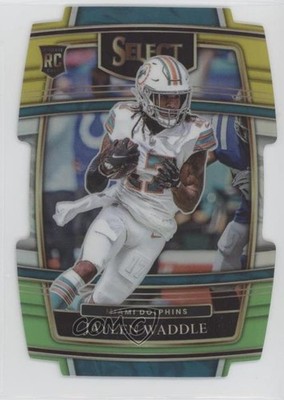 2021 Select Concourse Green & Yellow Prizm Die-Cut Jaylen Waddle Rookie RC 10p6