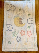 Vintage Handmade Handstitched Baby Quilt Moon Stars 57  x 36  