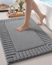 Dark Grey Small Bathroom Rug 16x24 Inch Non Slip Washable Soft Bath Mat