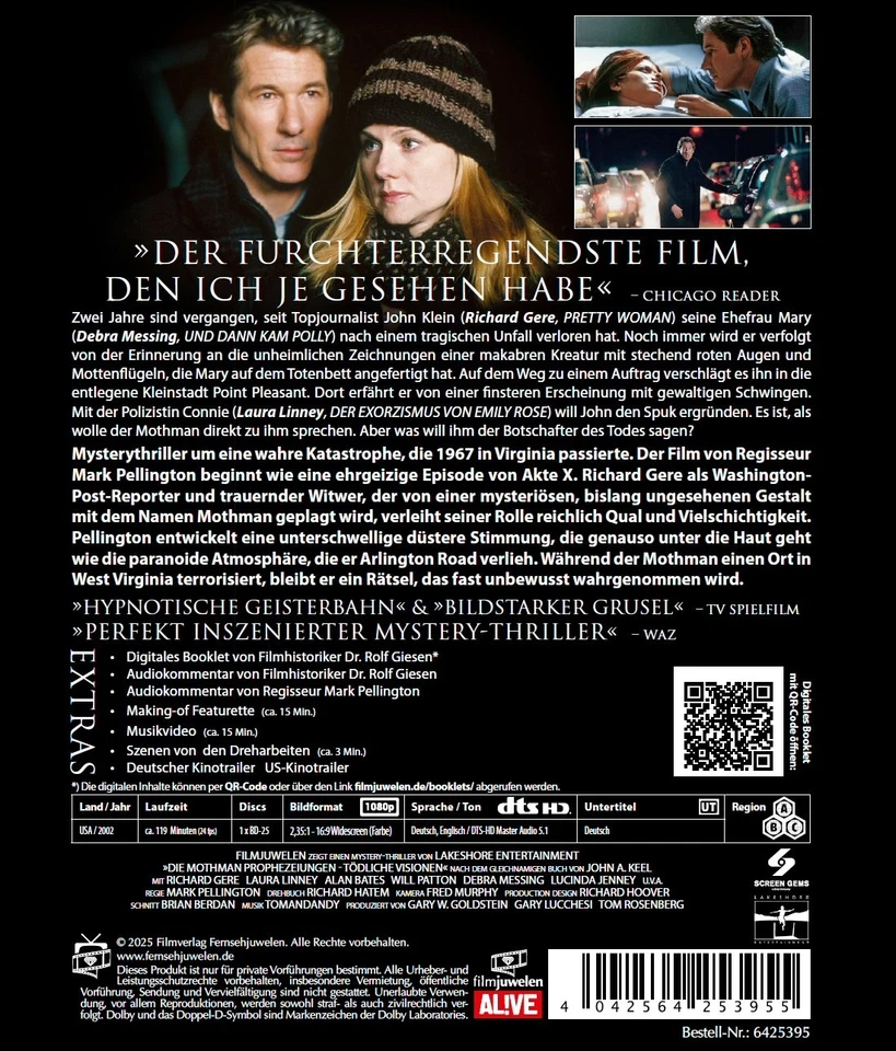 Die Mothman Prophezeiungen (Richard Gere: The Mothman Prophecies/2002) [Blu-ray] - Bild 2 von 4