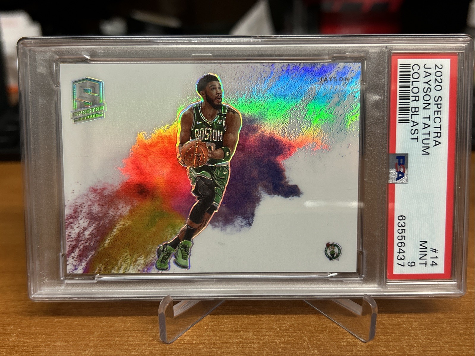 2020-21 Panini Spectra Jayson Tatum Color Blast SSP #14 Celtics PSA 9