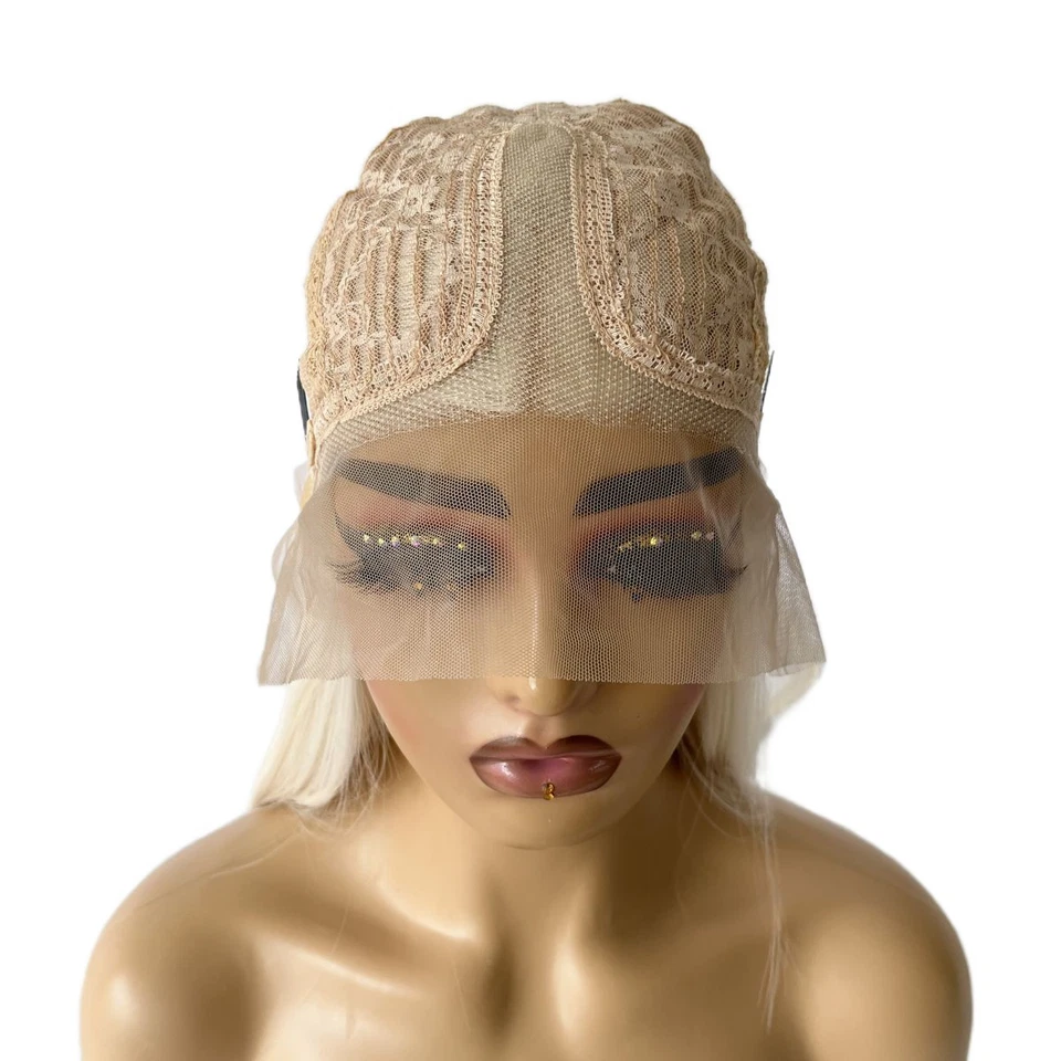 Платиновые светлые синтетические волосы длинные прямые T кружевные фронтальные парики многослойные - Изображение 4 из 4