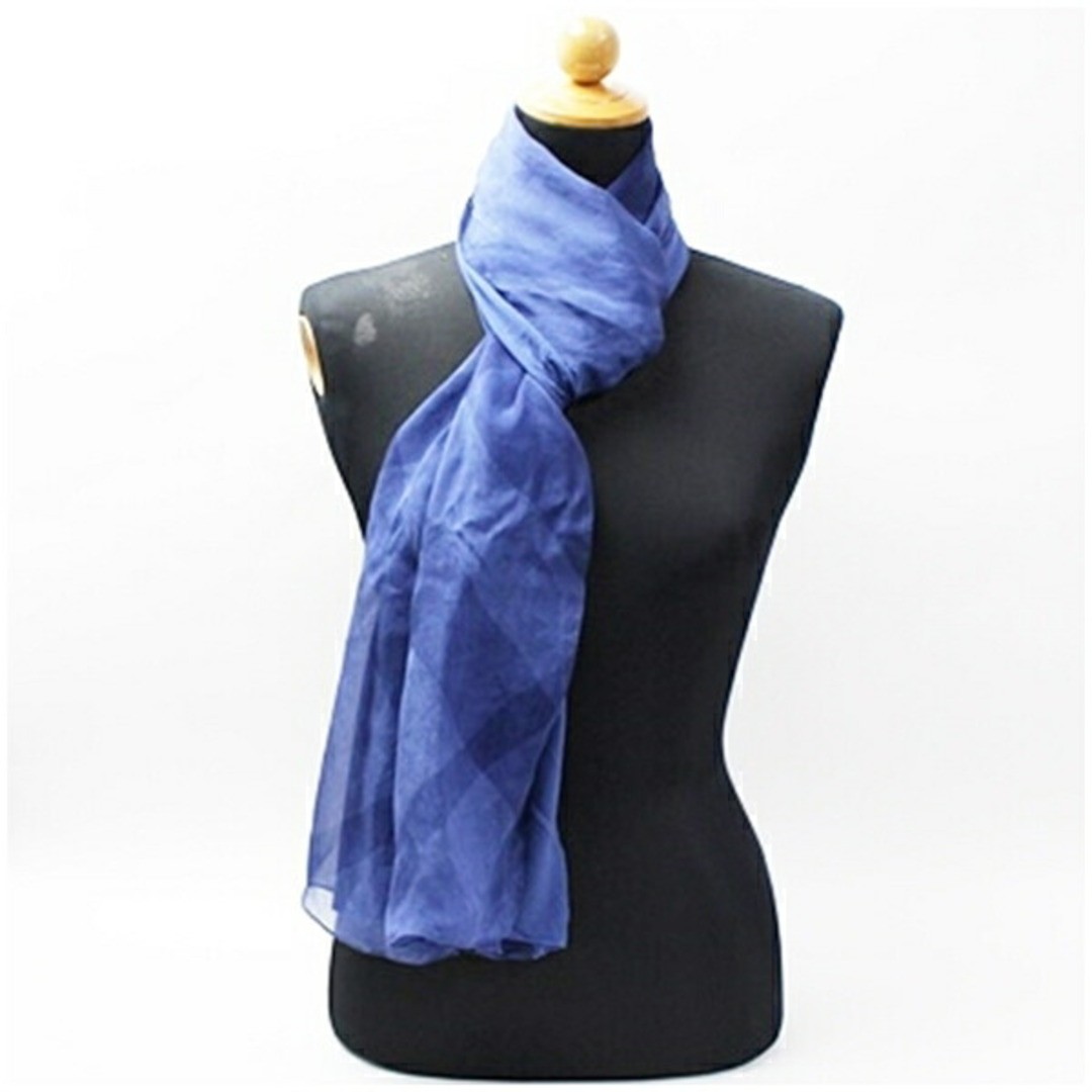 BURBERRY Rectangular Stole Blue Plain Check Women… - image 2