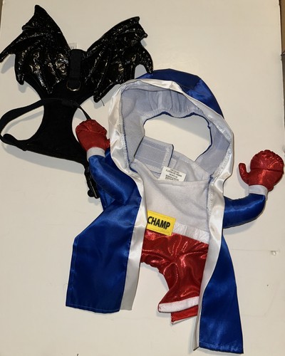 Hyde & Eek Dog Boxer Champ Costume and Pup Crew Bat Wings Harness Size SMALL