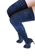 Christian Louboutin Black Suede Over The Knee Boots 38.5 IT Runs Smaller