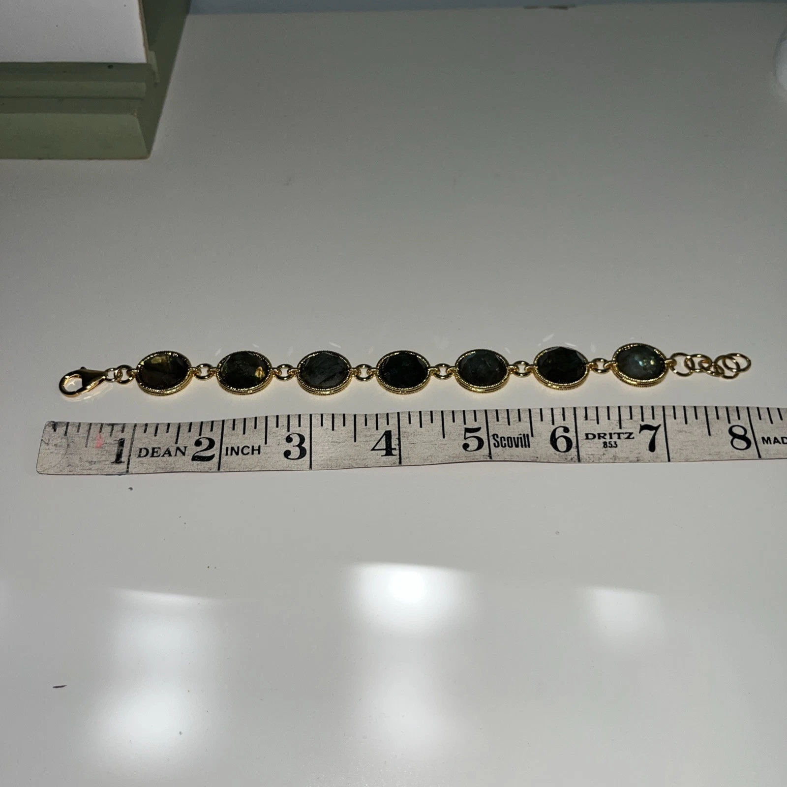 Bellezza Italy Labradorite Gemstone Tennis Bracelet NIB 7.5-8.5” image 4