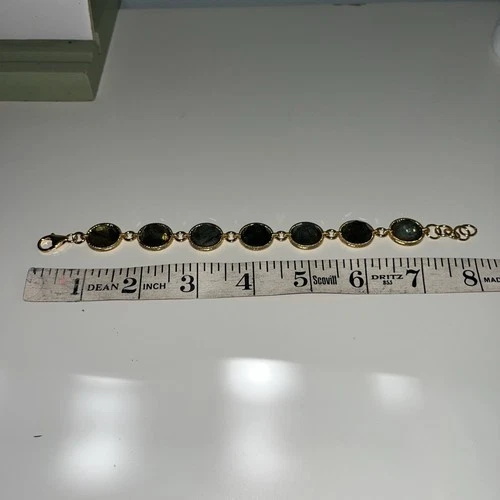 Bellezza Italy Labradorite Gemstone Tennis Bracelet NIB 7.5-8.5” image 4
